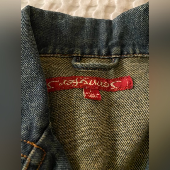 Jennyfer J Vintage Denim Button Large Blazer Coat Size L Rare - Picture 2 of 3